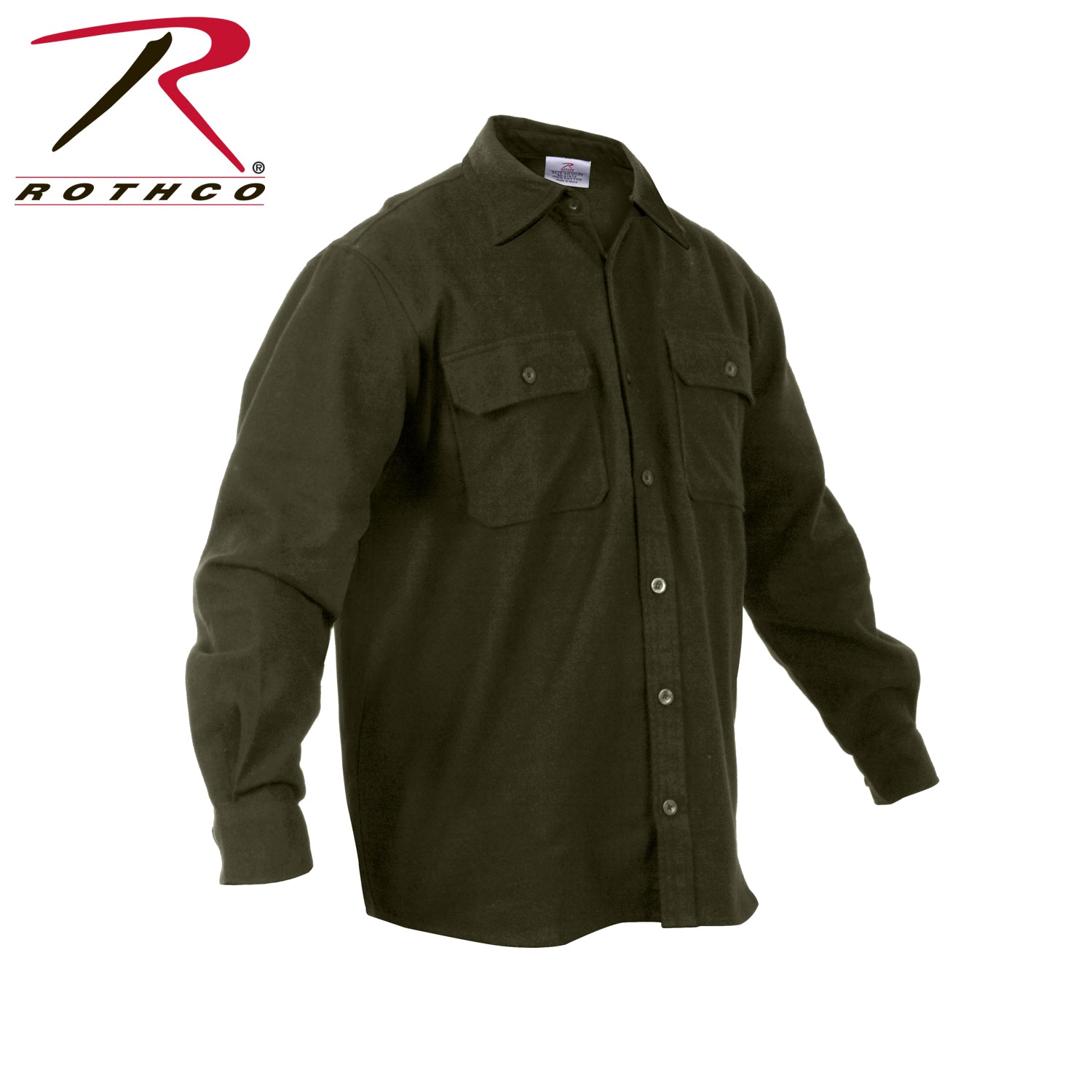Rothco Heavyweight Solid Flannel Shirt Olive Drab Size Large – Durable Cold Weather Layer