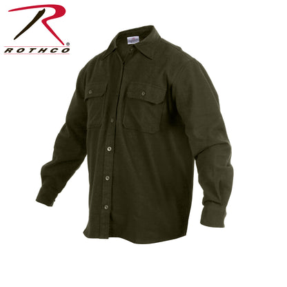 Rothco Heavyweight Solid Flannel Shirt Olive Drab Size Large – Durable Cold Weather Layer