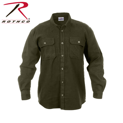 Rothco Heavyweight Solid Flannel Shirt Olive Drab Size Small