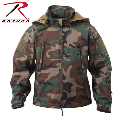 Rothco Special Ops Soft Shell Jacket in Woodland Camo - Size Small