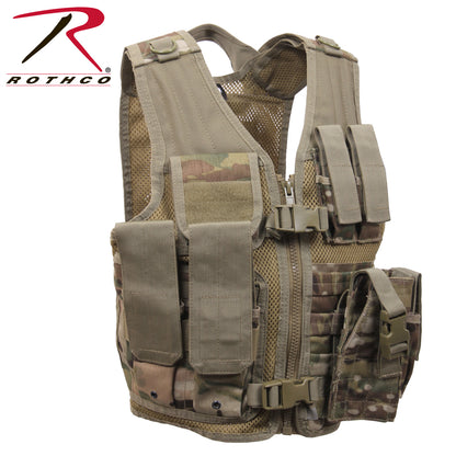 Rothco Kid's Tactical Cross Draw Vest MultiCam - Adjustable Youth Military Vest with MOLLE Compatibility