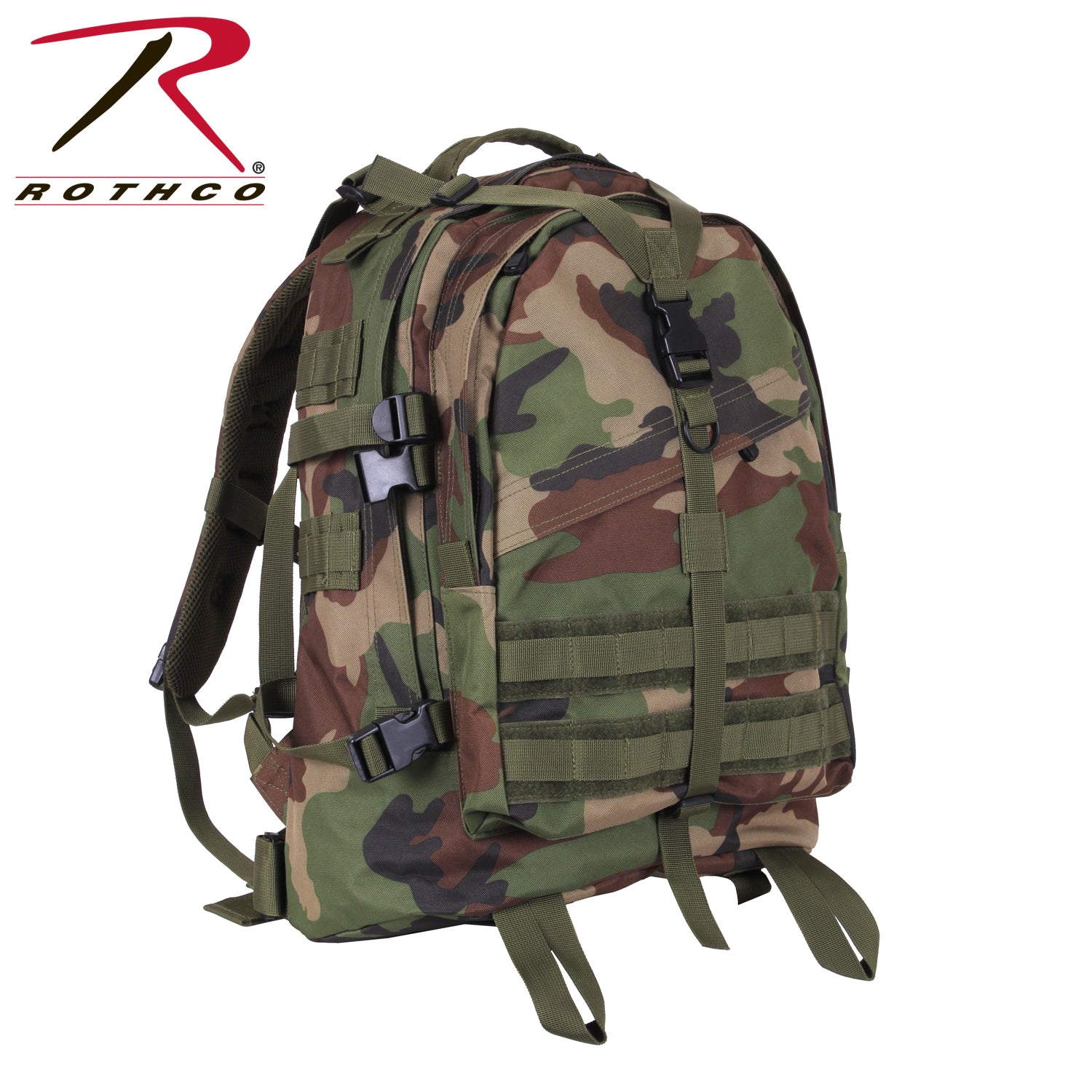 Rothco Large Camo Transport Pack Woodland Camo – Durable Tactical Backpack with MOLLE Compatibility