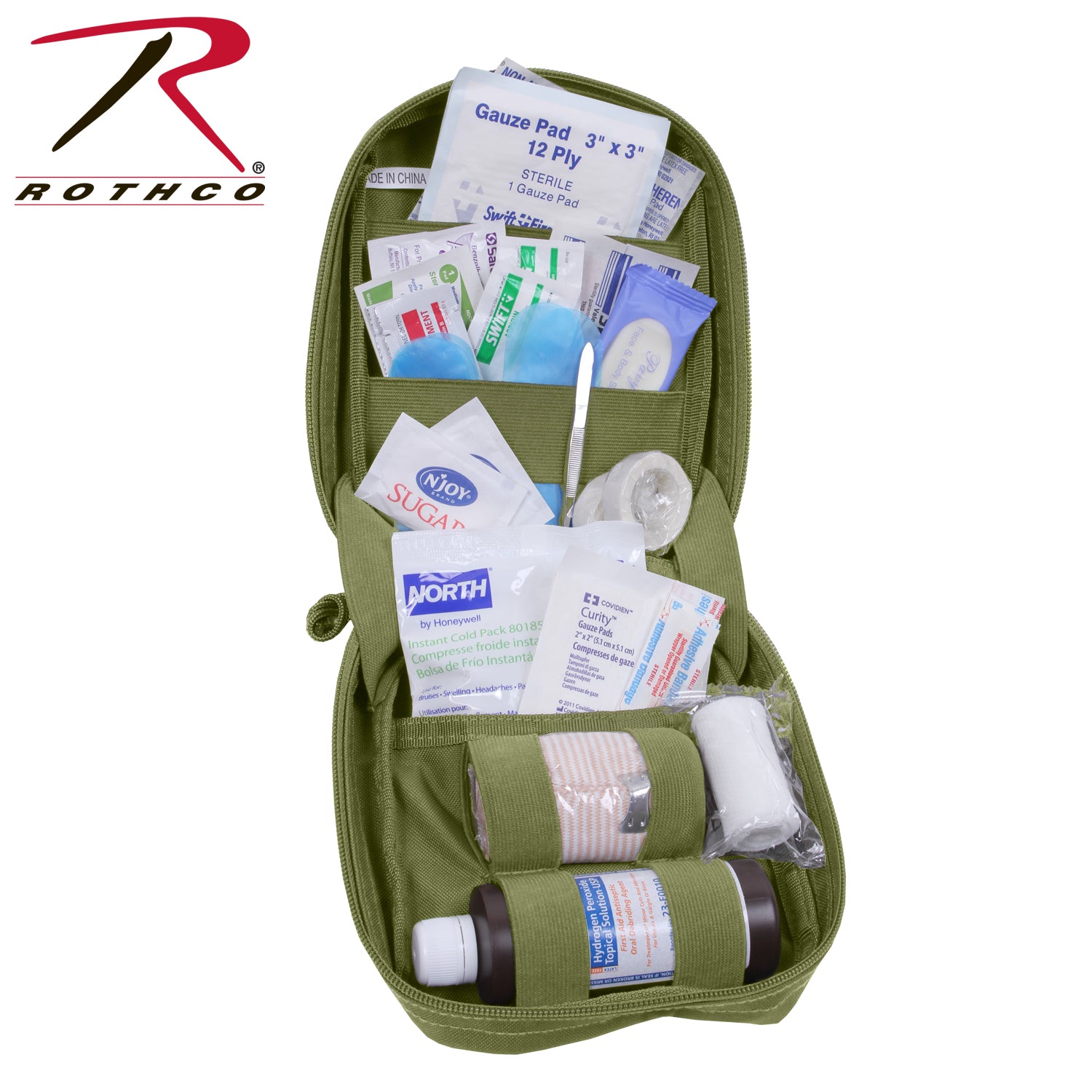 Rothco MOLLE Tactical First Aid Kit Olive Drab - Compact Emergency Medical Supply Pouch for Outdoor & Tactical Use