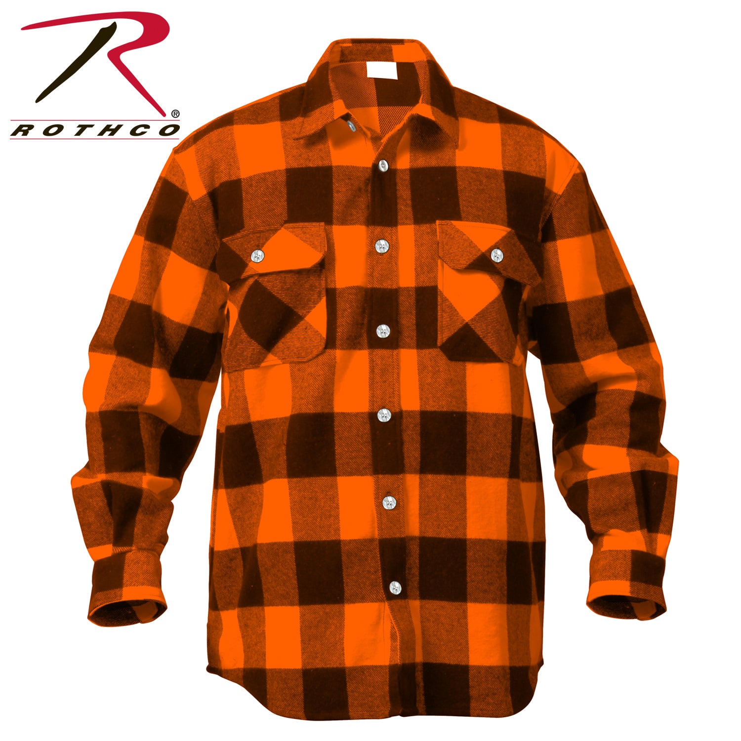 Rothco Extra Heavyweight Buffalo Plaid Flannel Shirt in Orange Plaid, Size Small