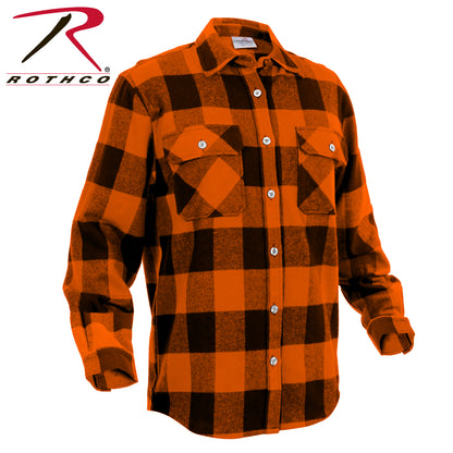 Rothco Extra Heavyweight Buffalo Plaid Flannel Shirt in Orange Plaid, Size Medium