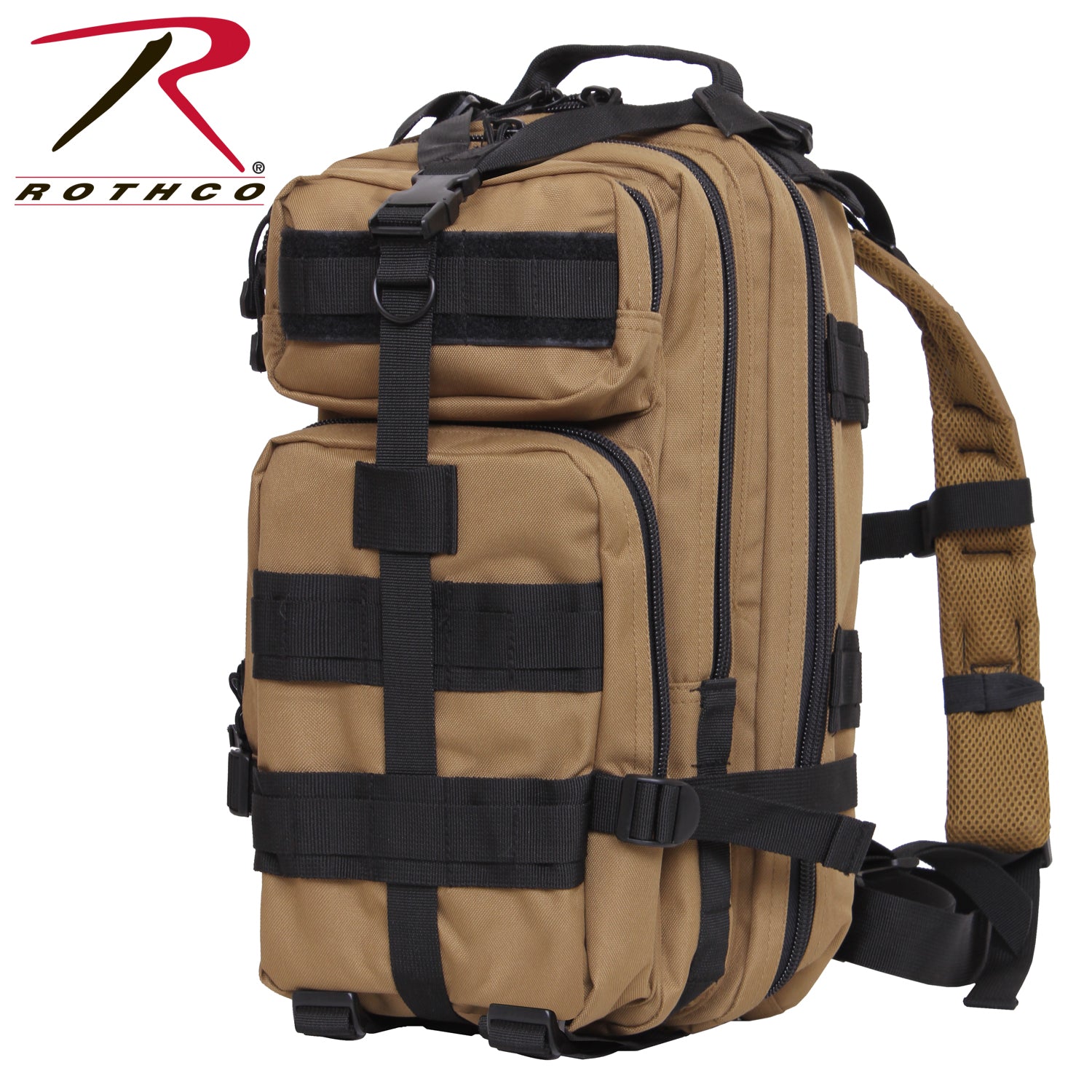 Rothco Medium Transport Pack Coyote Brown and Black – Tactical 25L Backpack with MOLLE Webbing