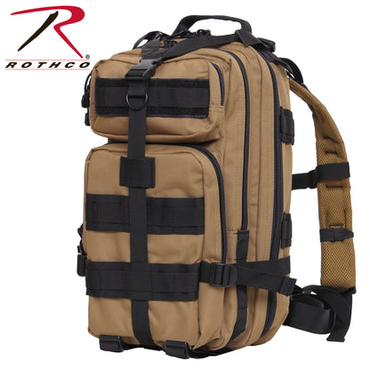 Rothco Medium Transport Pack Coyote Brown and Black – Tactical 25L Backpack with MOLLE Webbing