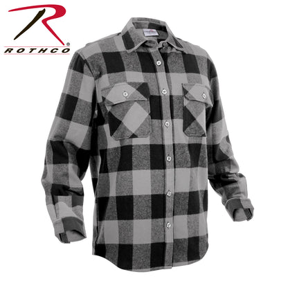 Rothco Extra Heavyweight Grey Plaid Buffalo Flannel Shirt Size M