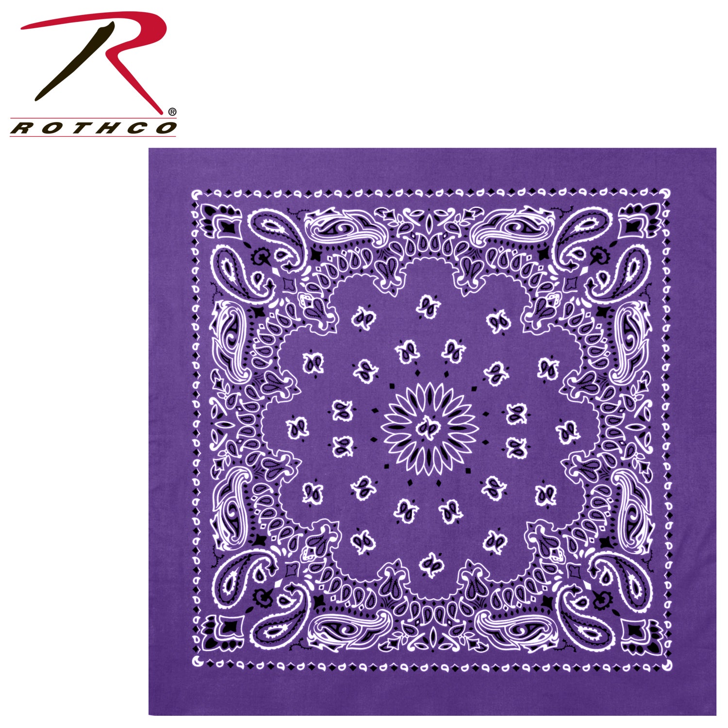 Rothco 27-Inch Trainmen Paisley Bandana – Extra-Large Purple Cotton Headwear and Accessories
