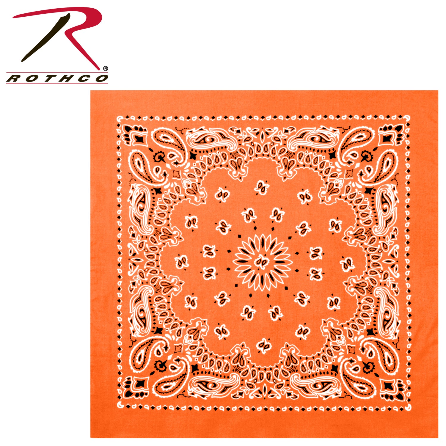 Rothco Trainmen Paisley Bandana – Extra-Large 27x27 Inches in Orange