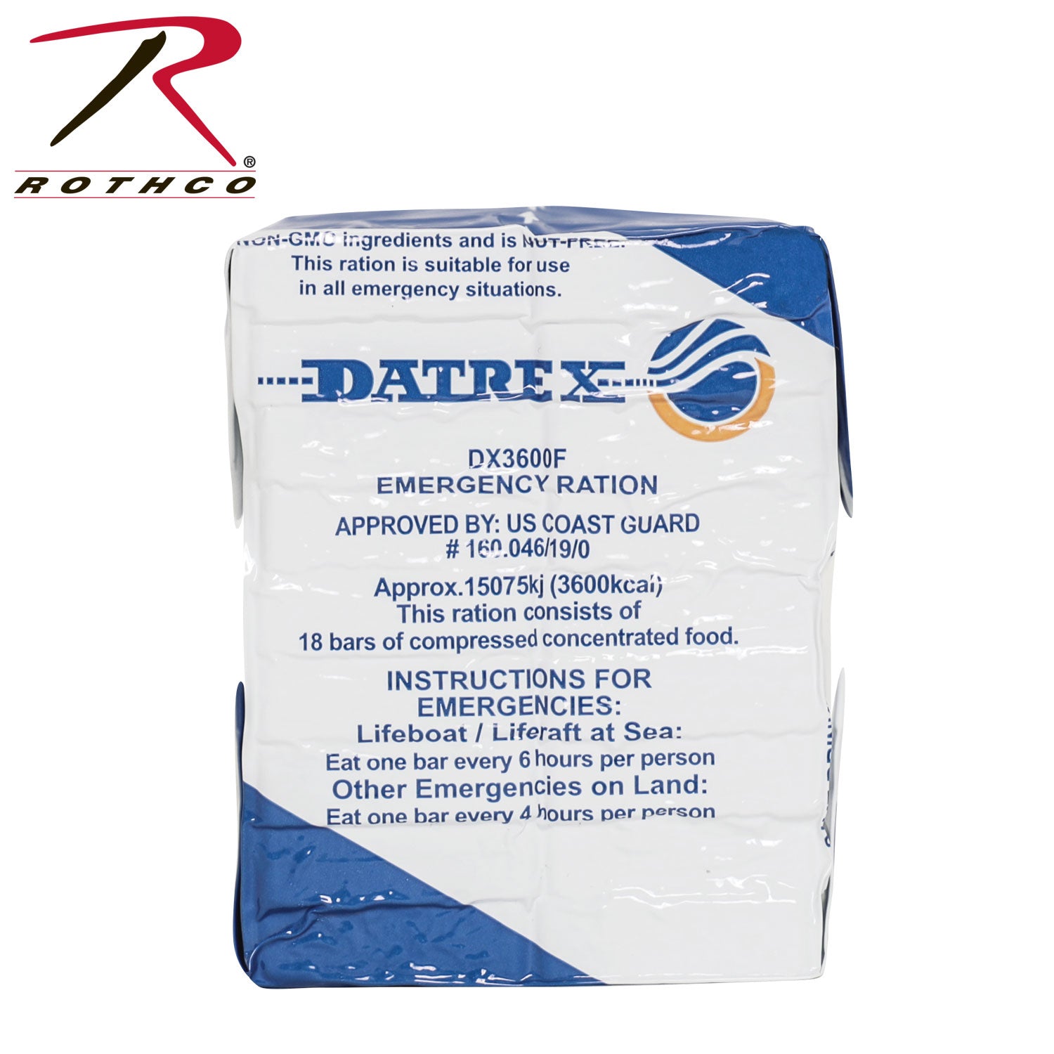 Datrex Blue 3600 Calorie Emergency Food Ration - 18 Coconut-Flavored High-Energy Bars