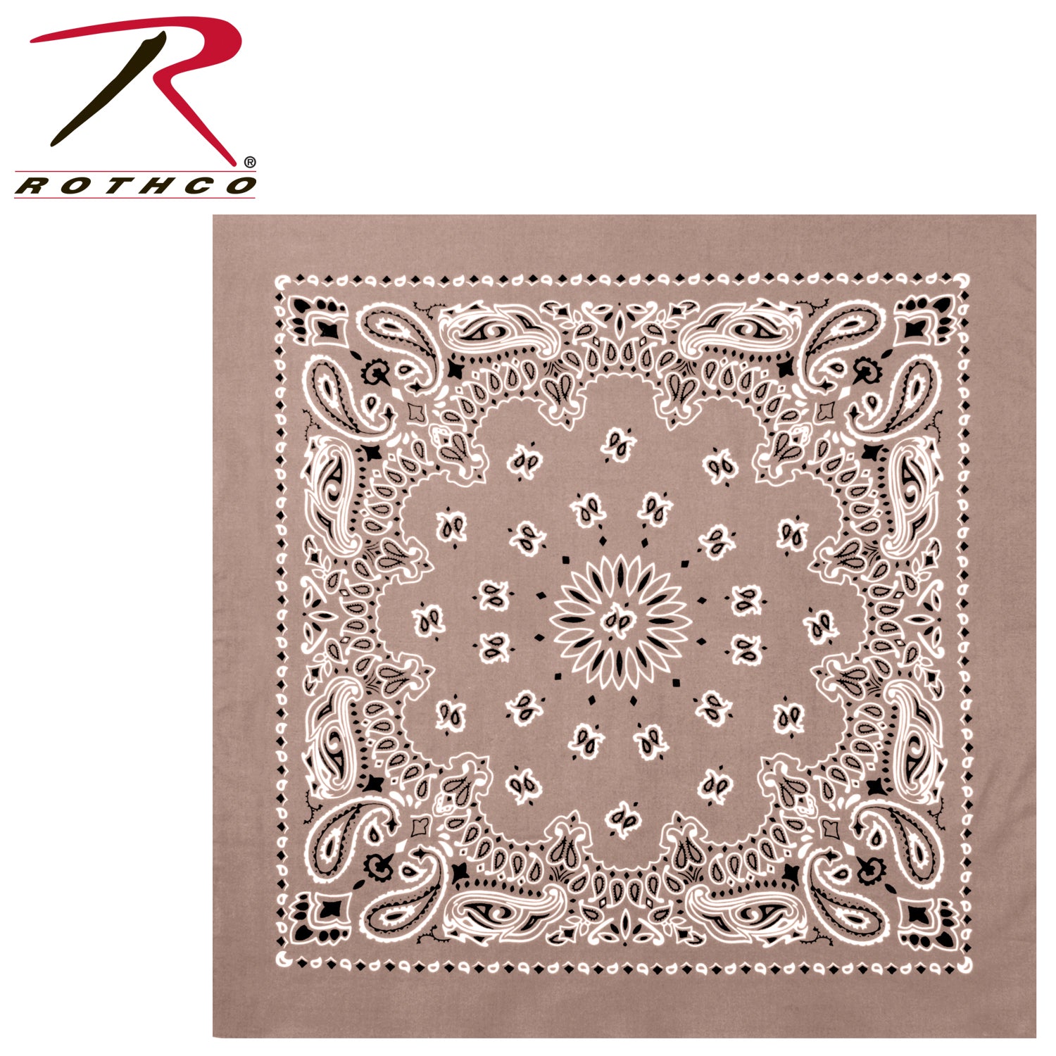 Rothco Trainmen Paisley Bandana – Extra-Large 27 x 27 Inches Khaki