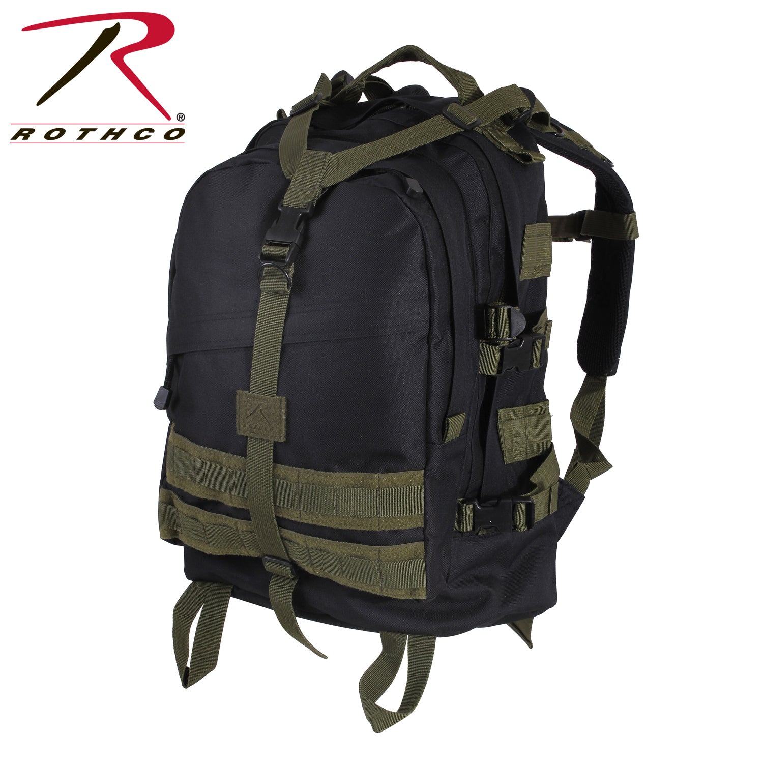 Rothco Large Transport Pack with MOLLE Compatibility and Hydration Pocket - Black / Olive Drab