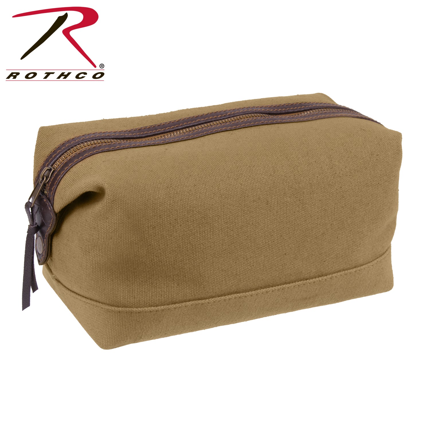 Rothco Canvas & Leather Travel Kit Coyote Brown - Vintage Style Dopp Bag for Men and Women