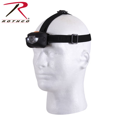 Rothco LED 5 Bulb Headlamp Black - Versatile 3-Watt Cree White and Red Lights for Outdoor and Professional Use