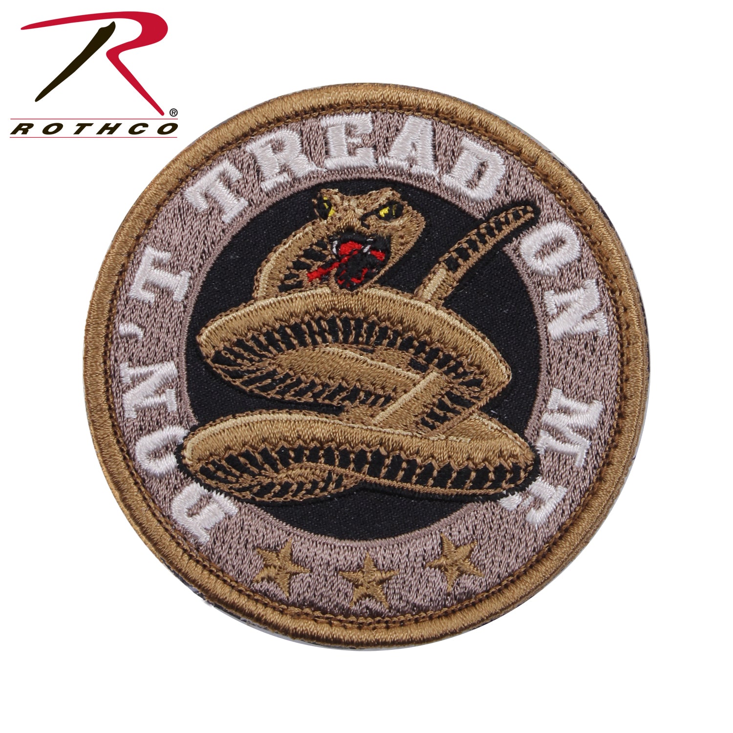 Rothco Don't Tread On Me Round Morale Patch - Tactical Embroidered Patch with Hook Backing