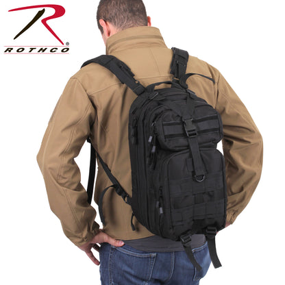 Rothco Convertible Medium Transport Pack Black – Tactical 25L Shoulder and Sling Backpack