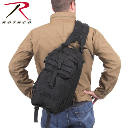 Rothco Convertible Medium Transport Pack Black – Tactical 25L Shoulder and Sling Backpack