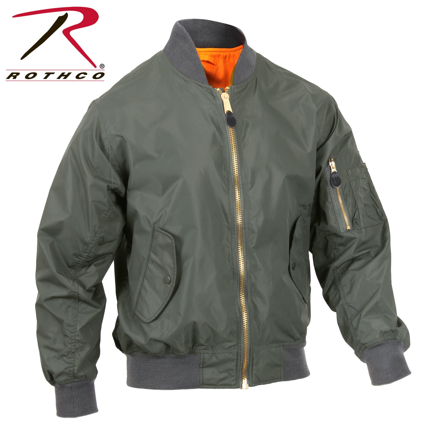 Rothco Lightweight Enhanced Nylon MA-1 Flight Jacket in Sage Green, Size XL