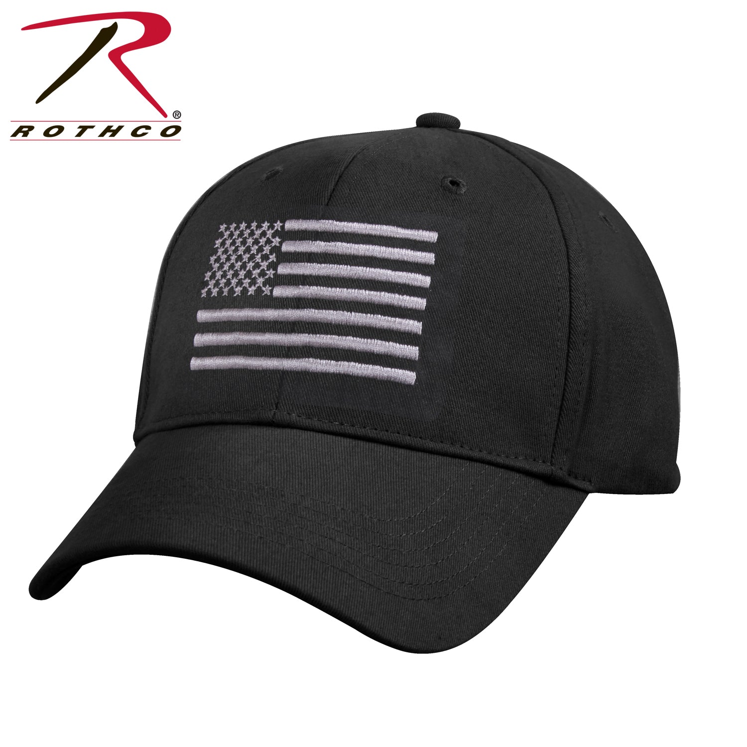 Rothco U.S. Flag Low Profile Cap Black / Silver – Patriotic Headwear with Adjustable Fit