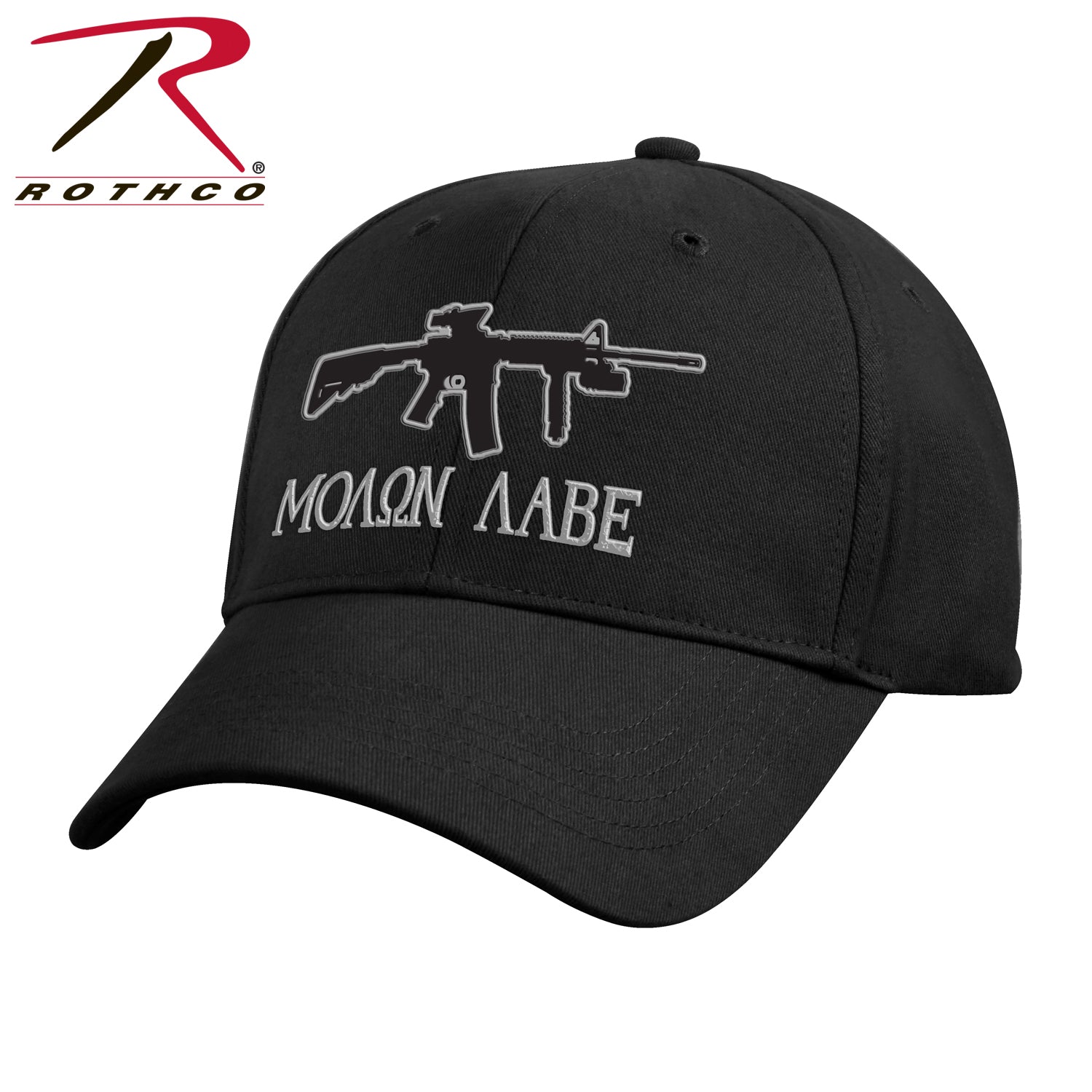 Rothco Molon Labe Deluxe Low Profile Cap with Embroidered Rifle Artwork and Silver Molon Labe Text
