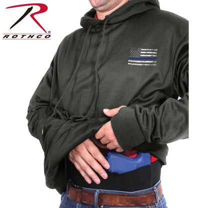 Rothco Concealed Carry Thin Blue Line Hoodie Gunmetal Grey Size Large