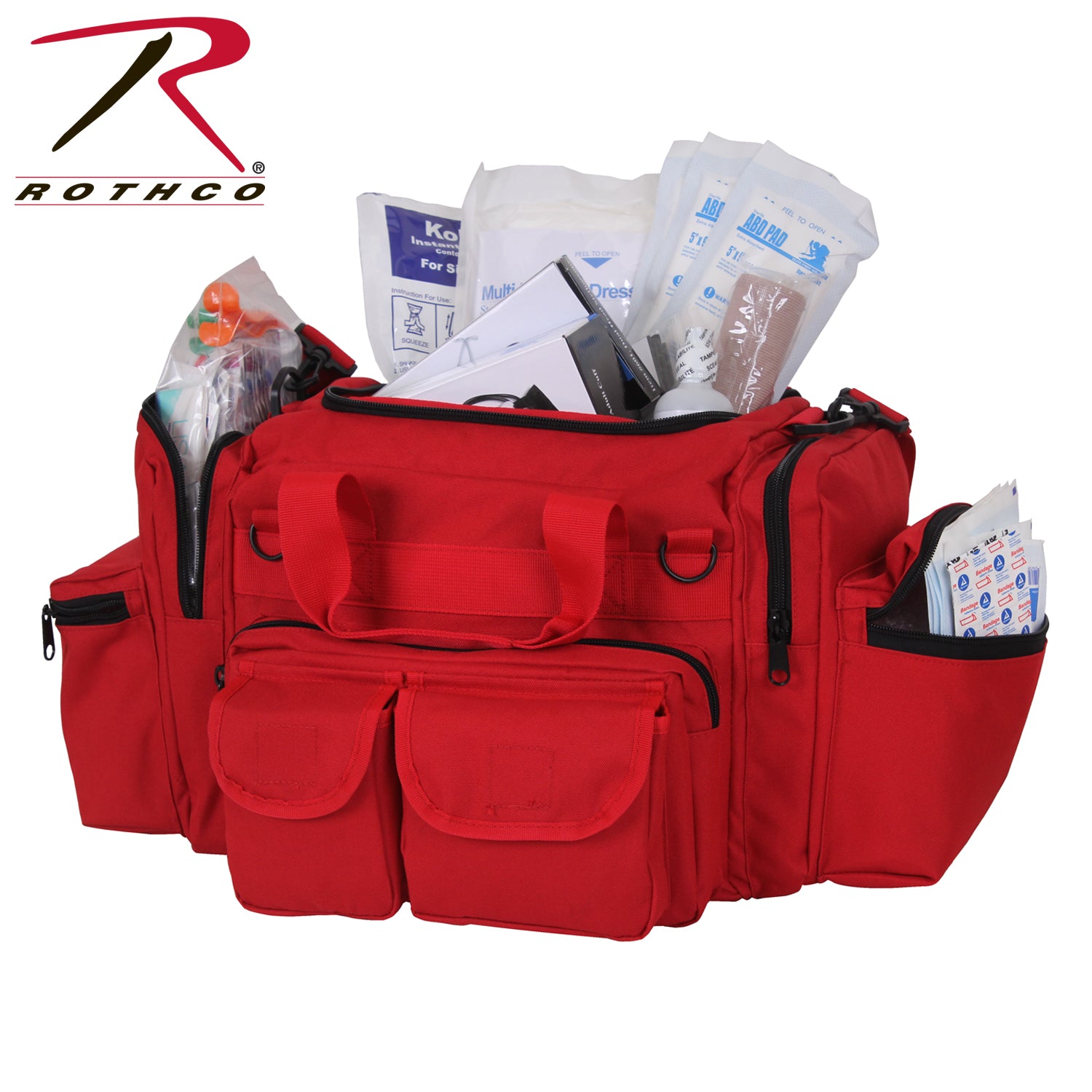 Rothco EMT Medical Trauma Kit Red Part Number 1145-RD – Emergency First Aid Bag with Over 200 Supplies