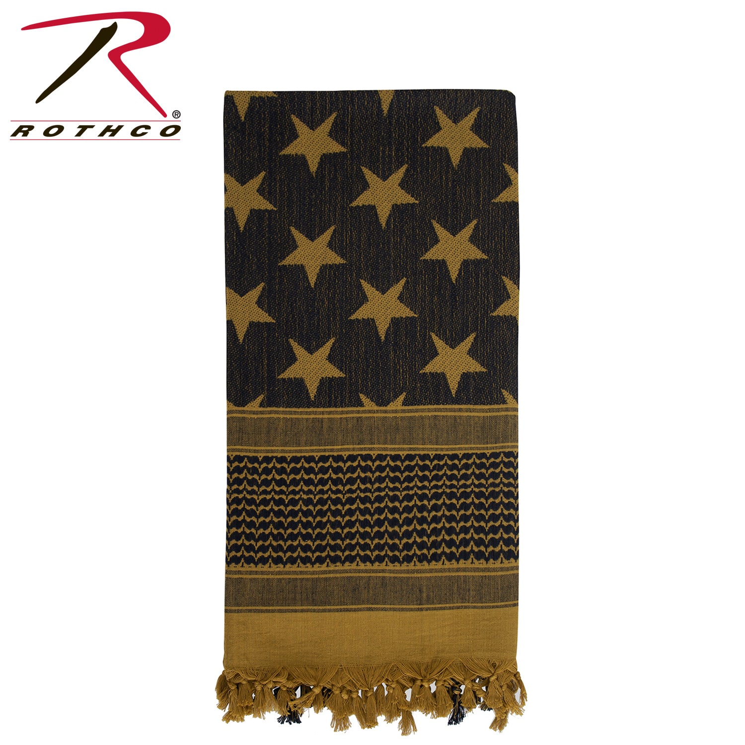 Rothco Stars and Stripes US Flag Shemagh Tactical Desert Keffiyeh Scarf in Coyote Brown