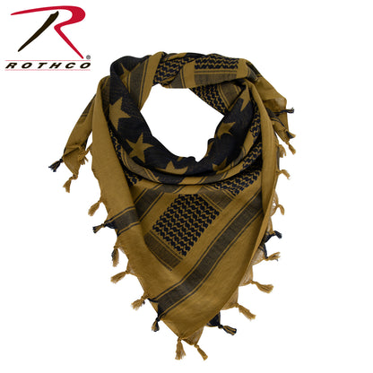 Rothco Stars and Stripes US Flag Shemagh Tactical Desert Keffiyeh Scarf in Coyote Brown