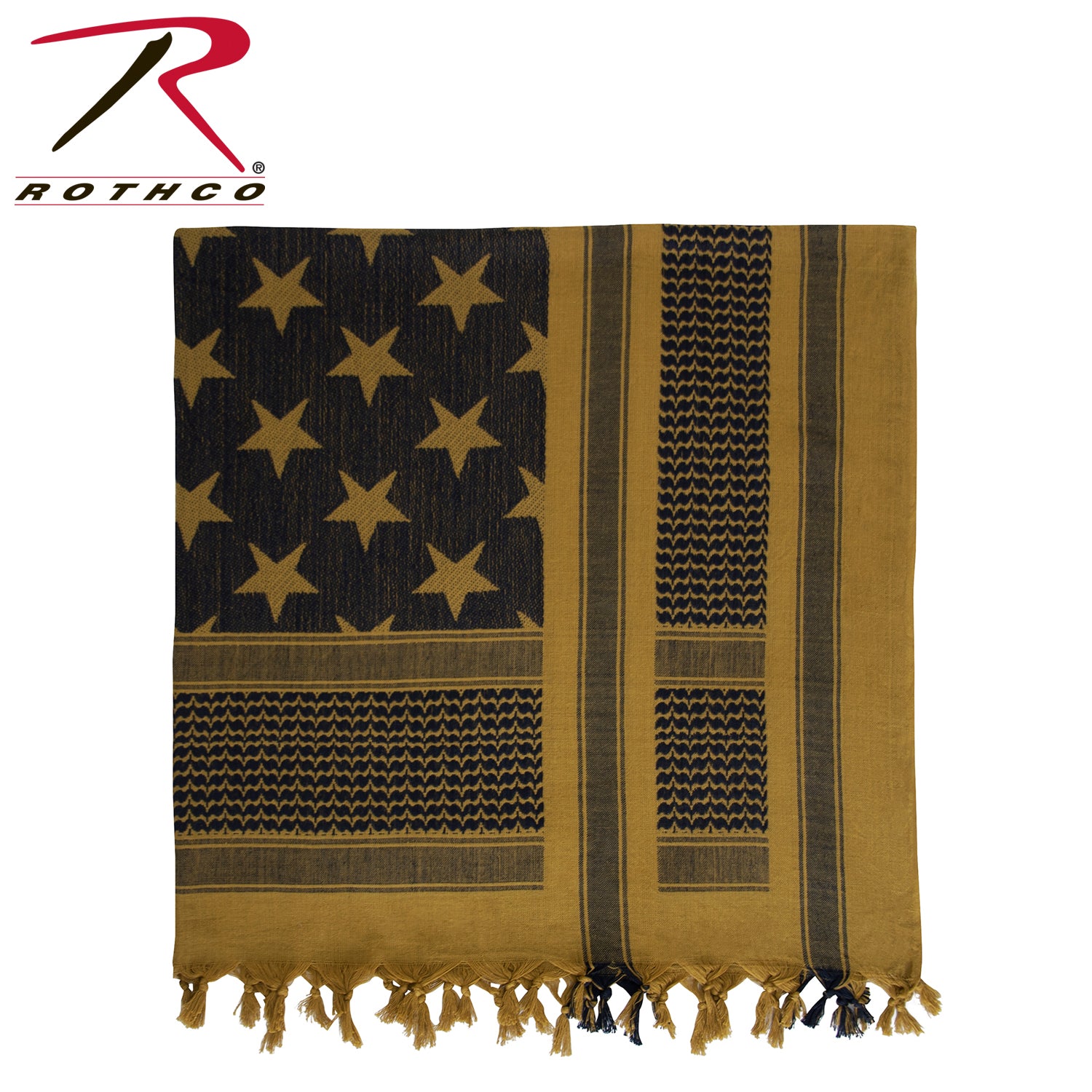 Rothco Stars and Stripes US Flag Shemagh Tactical Desert Keffiyeh Scarf in Coyote Brown