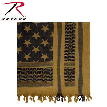 Rothco Stars and Stripes US Flag Shemagh Tactical Desert Keffiyeh Scarf in Coyote Brown