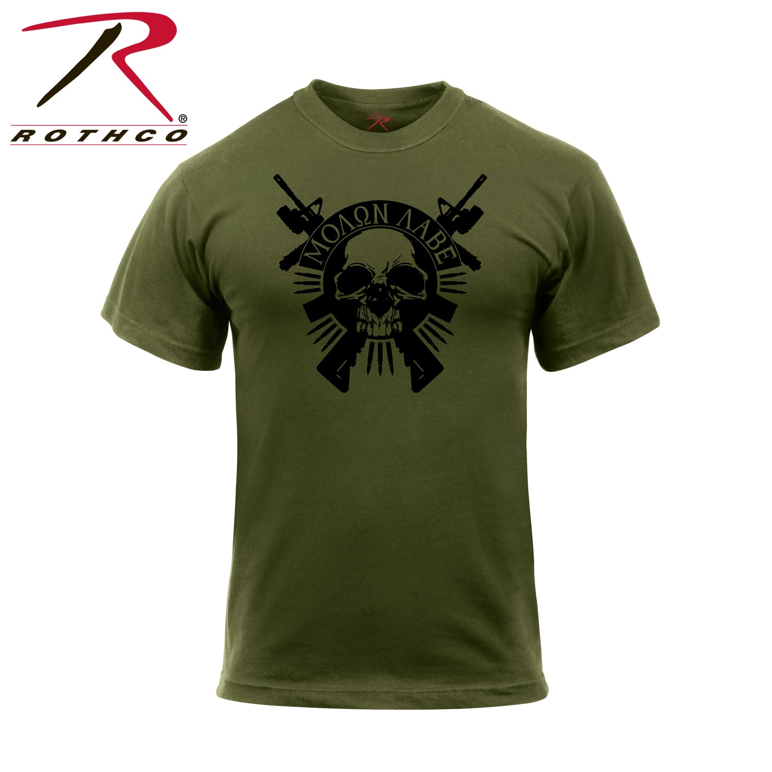 Rothco Molon Labe Skull T-Shirt Size Large - Bold Historic Graphic Cotton Blend Tee