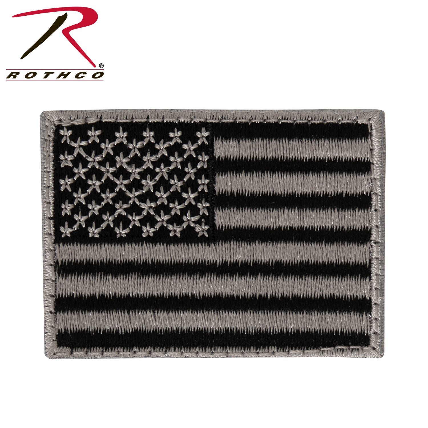 Rothco Mini US Flag Patch with Hook Back in Black and Silver – Part Number 1320