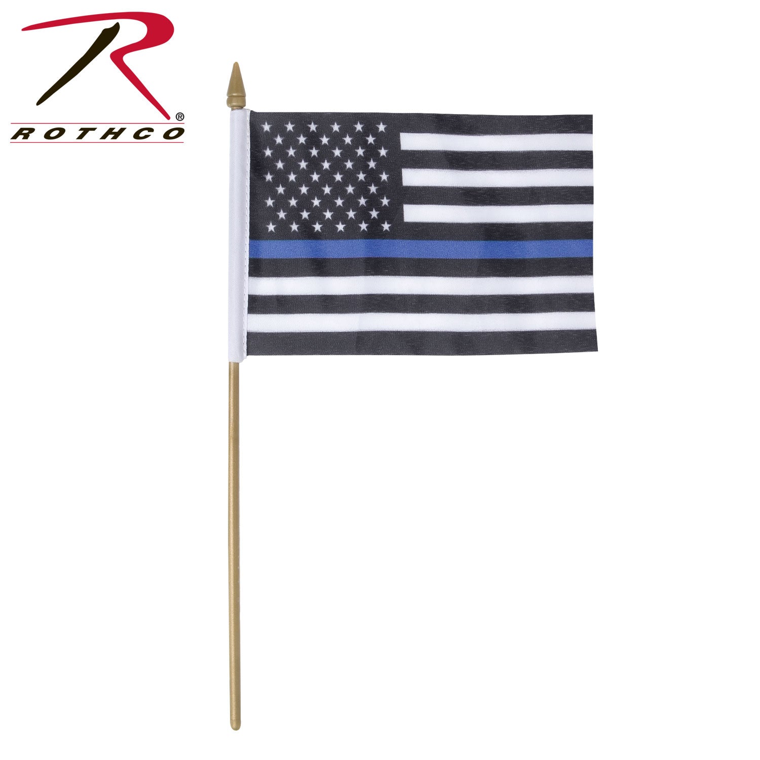 Rothco Thin Blue Line Stick Flag - 4 x 6 Inch Support Flag for Law Enforcement