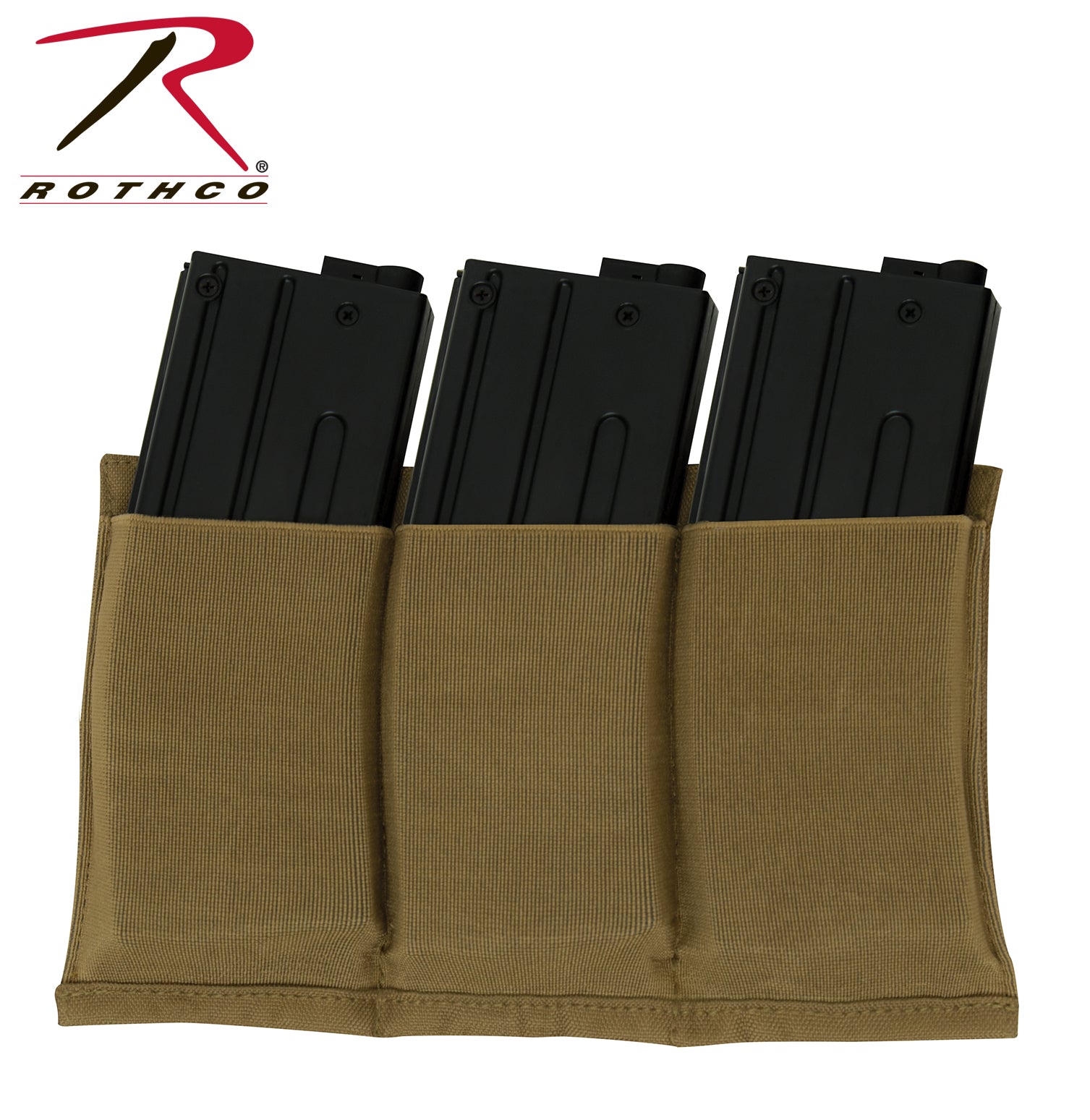 Rothco Lightweight 3 Mag Elastic Retention Pouch in Coyote Brown - Part Number 5956-COYOTE