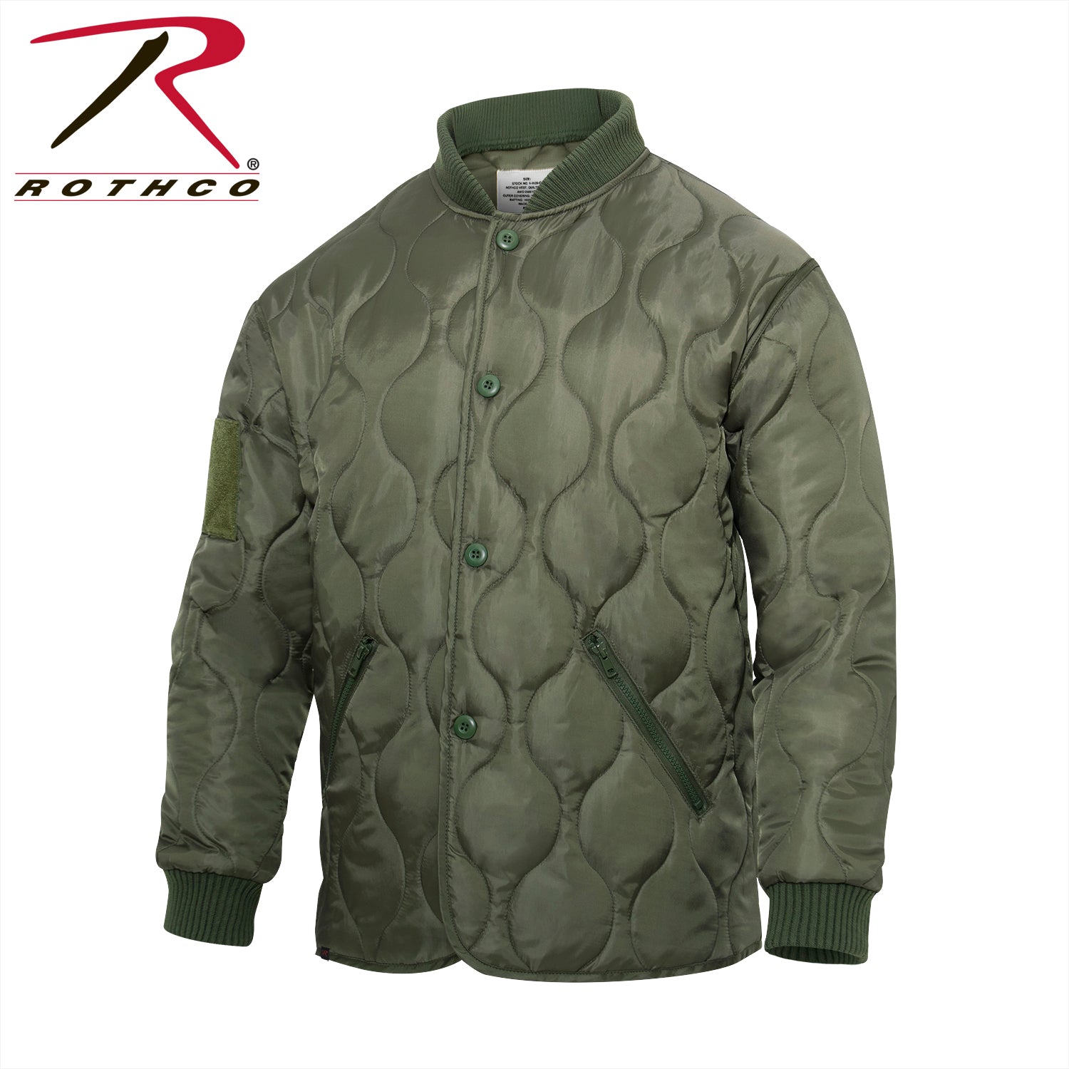 Rothco Quilted Woobie Jacket Olive Drab Size Large – Lightweight Military-Style Outerwear with Pockets and Patches