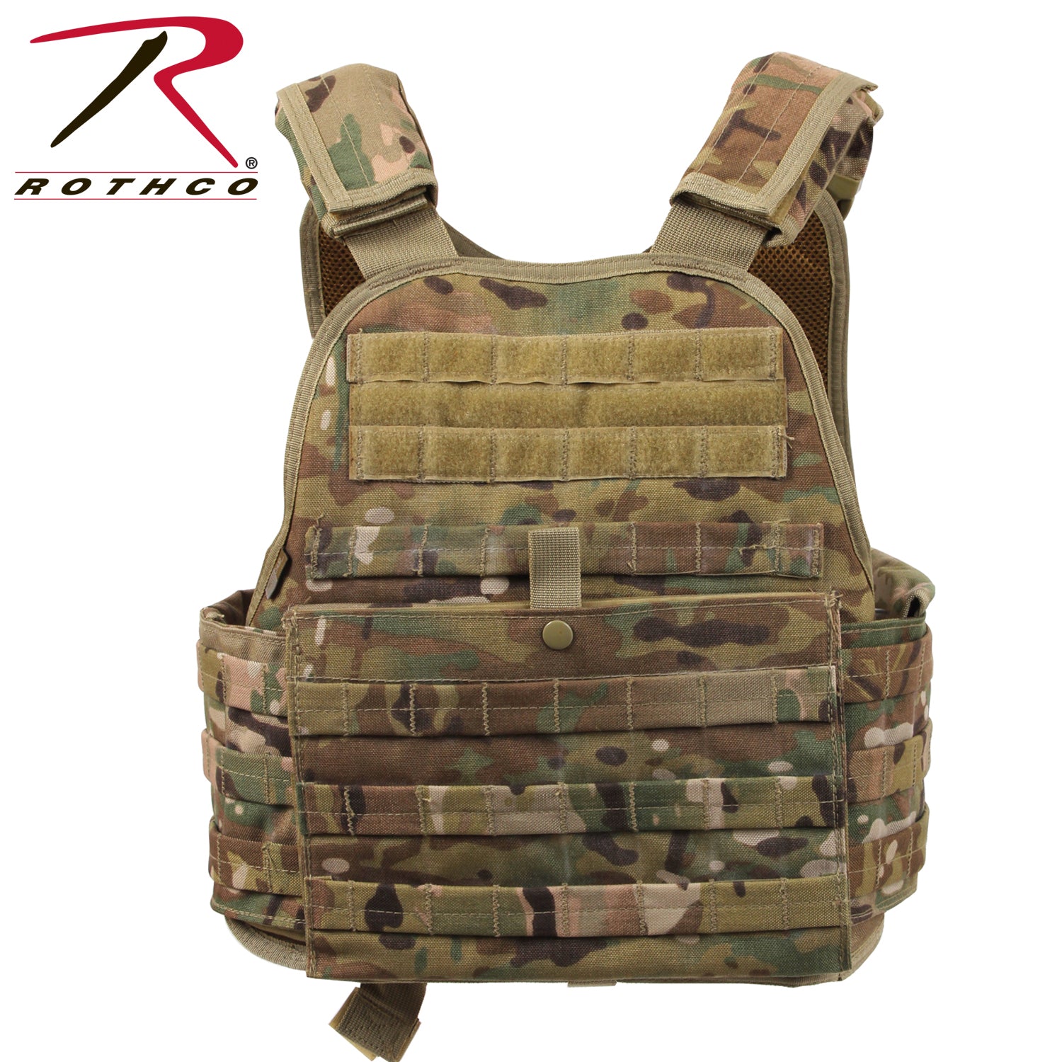Rothco MOLLE Plate Carrier Vest MultiCam Size 2XL / 3XL - Tactical Armor Vest with Modular Pockets