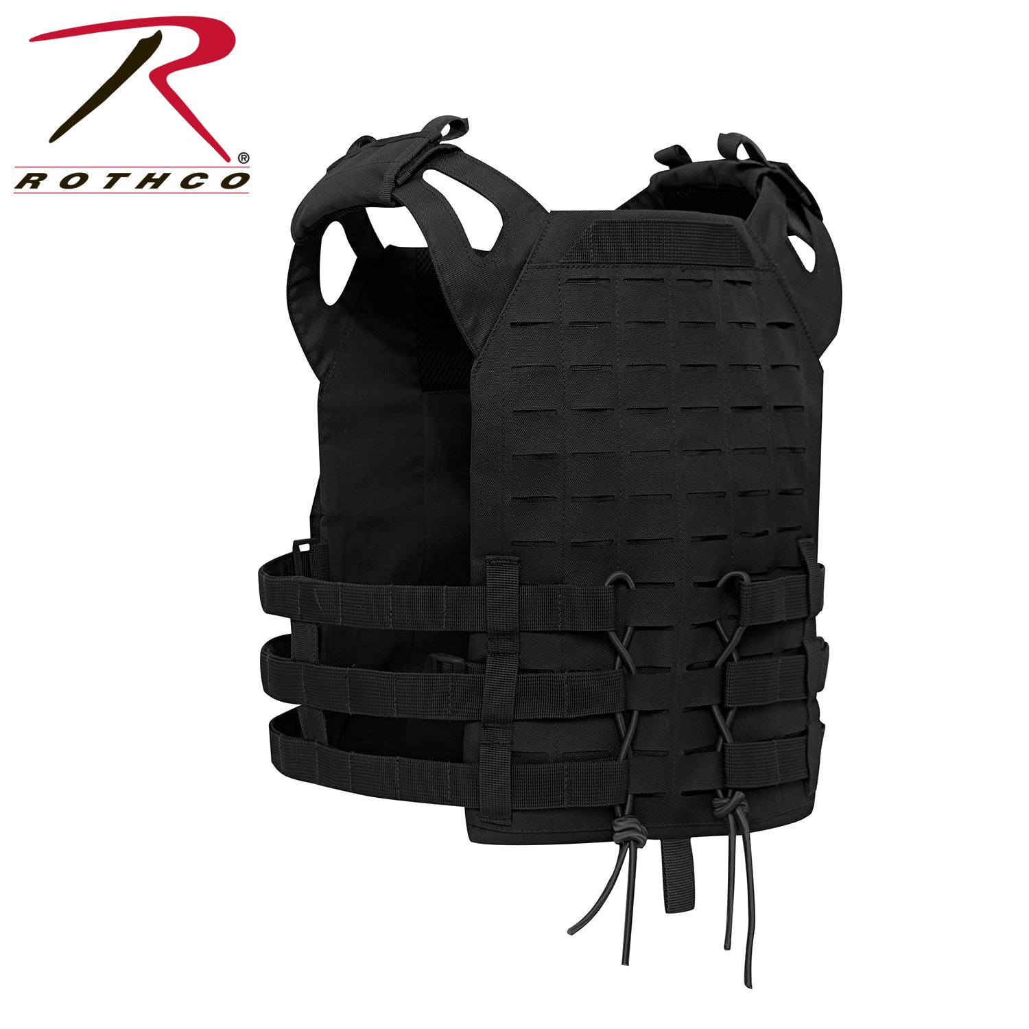 Rothco Laser Cut MOLLE Lightweight Armor Carrier Vest – Black, Size Regular (Part #1529)