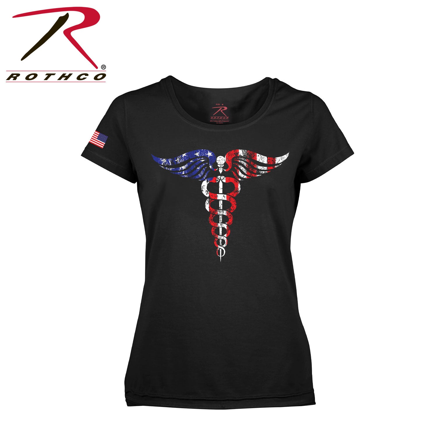 Rothco Women's Medical Symbol (Caduceus) Long Length T-Shirt - Size Large, Black