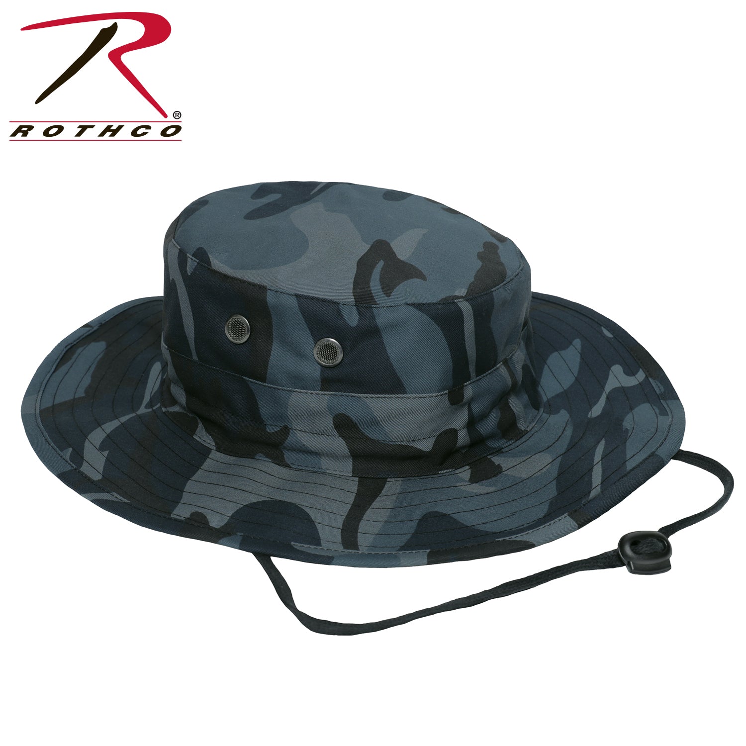 Rothco Adjustable Boonie Hat Midnight Blue Camo with Wide Brim and Ventilation