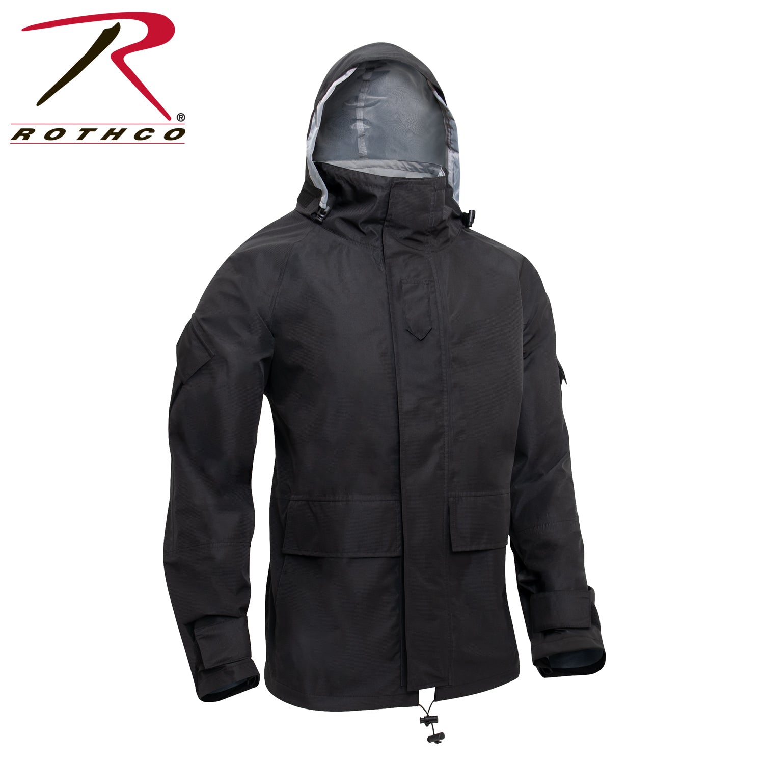 Rothco Hard Shell Waterproof Jacket in Black, Size XL – Durable Tactical Outerwear for Extreme Weather