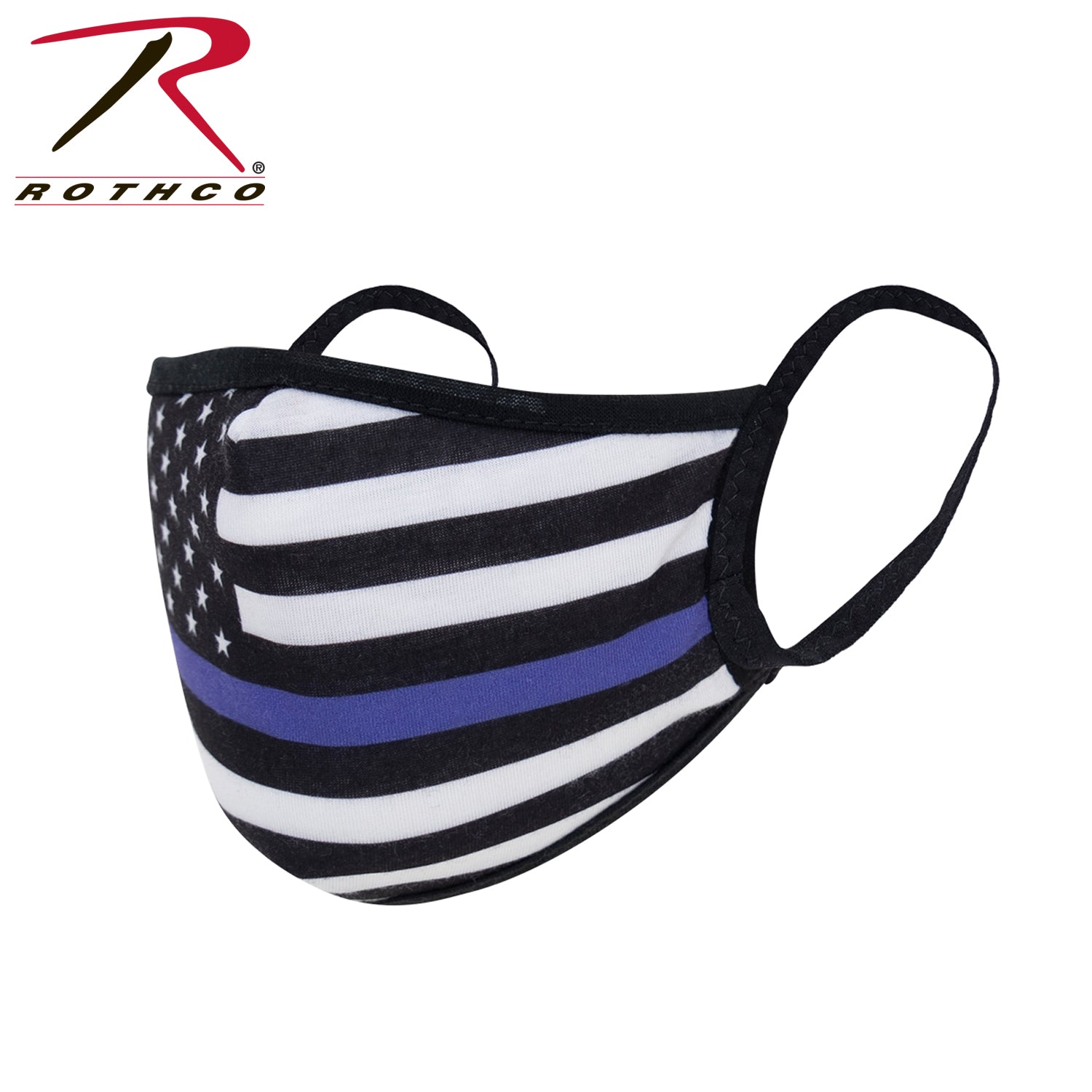 Rothco Thin Blue Line Flag Reusable Face Mask Size L / XL with Adjustable Fit