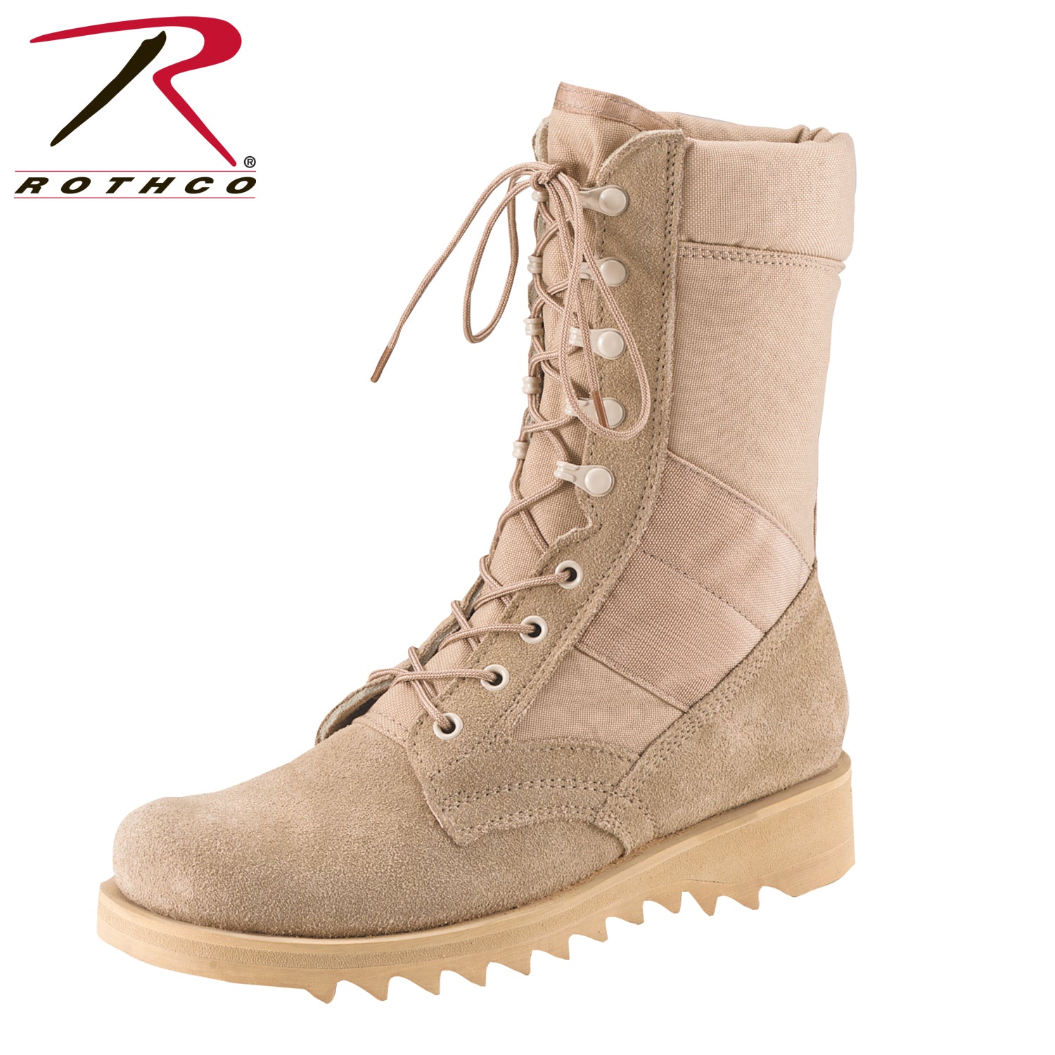 Rothco G.I. Type Ripple Sole Desert Tan Jungle Boots - 10 Inch, Size 4, Regular Width