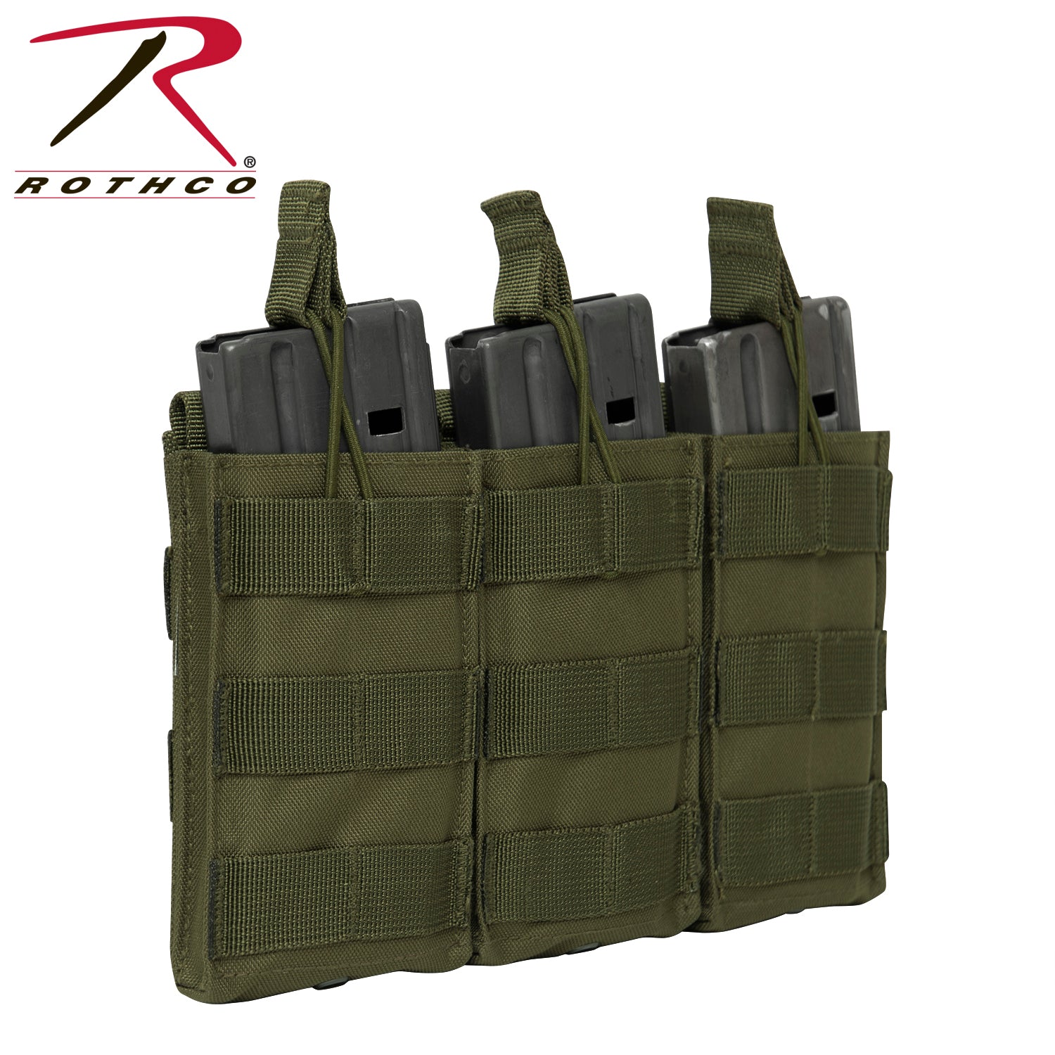 Rothco MOLLE Triple Mag Pouch Olive Drab – Durable Open-Top Rifle Magazine Carrier