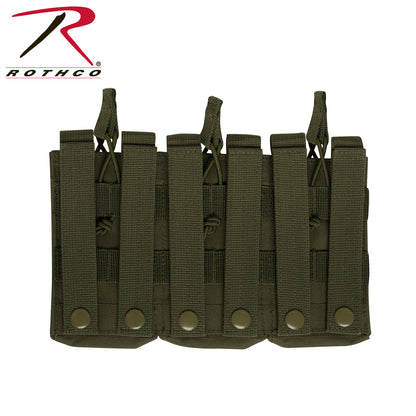 Rothco MOLLE Triple Mag Pouch Olive Drab – Durable Open-Top Rifle Magazine Carrier
