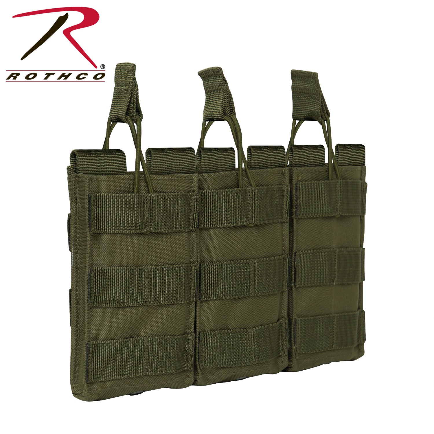 Rothco MOLLE Triple Mag Pouch Olive Drab – Durable Open-Top Rifle Magazine Carrier