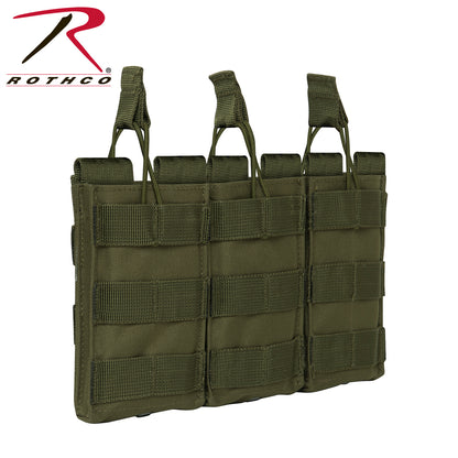 Rothco MOLLE Triple Mag Pouch Olive Drab – Durable Open-Top Rifle Magazine Carrier