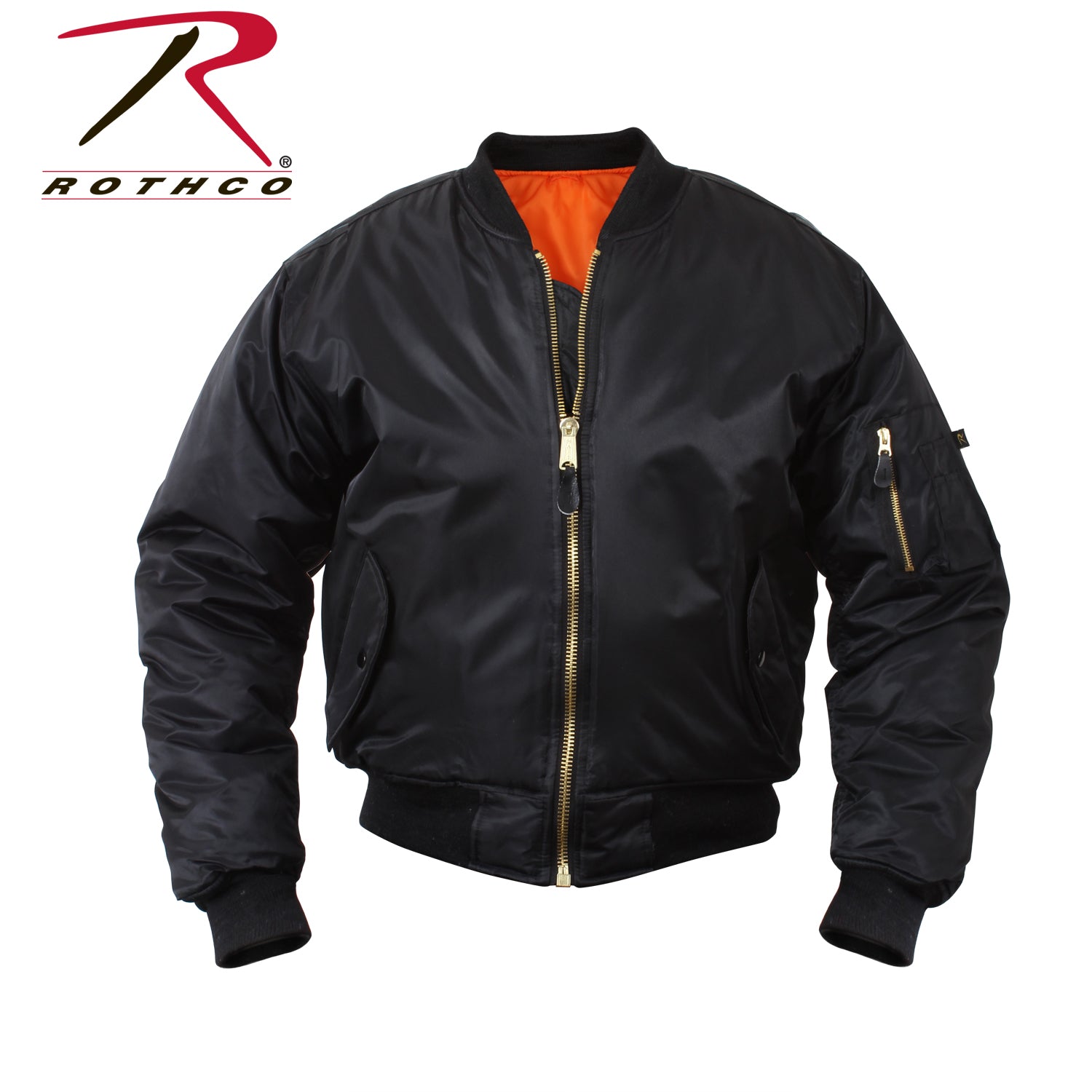Rothco MA-1 Flight Jacket Black Size 10XL – Classic Military Bomber with Reversible Orange Lining