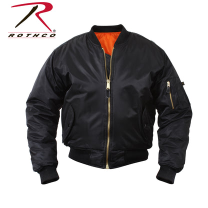 Rothco MA-1 Flight Jacket Black Size 10XL – Classic Military Bomber with Reversible Orange Lining