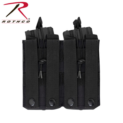 Rothco MOLLE Open Top Double Mag Pouch Black - Secure Tactical Magazine Holder for M-16 and AK-47 Magazines